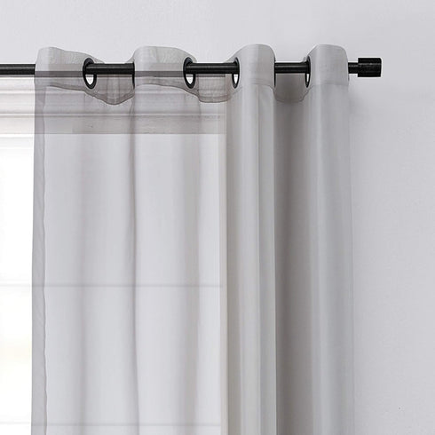 Odor Neutralizing Sheer Voile Grommet Window Curtain for Bedroom or Living Room, 59 in x 120 in, Light Grey