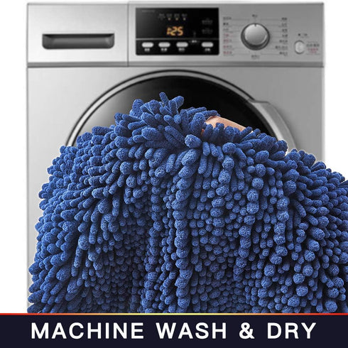 Walensee Non Slip Bathroom Rug, 24x17 Inch Dark Blue, Water Absorbent Super Soft Chenille Mat, Machine Washable