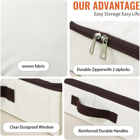 Closet 29.5*15*4") iwill CREATE PRO Low Profile Under Bed Storage Containers with Clear Label Holder, Foldable Sturdy