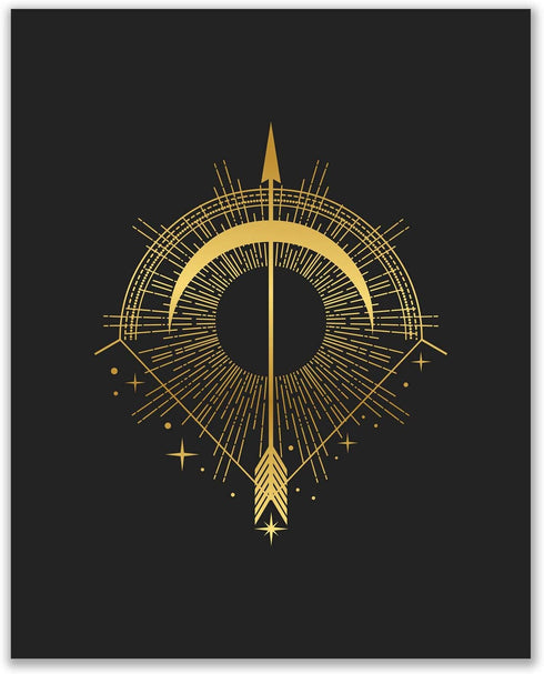 Occult Gold and Black Prints - Set of 6 Glossy Wall Art Decor (8x10) Alchemy, Witch, Third Eye, Planets