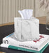 Square Tissue Box Cover, Cut Leather Cube Holder for Modern Facial Paper Organizer, Bathroom, Office Decor