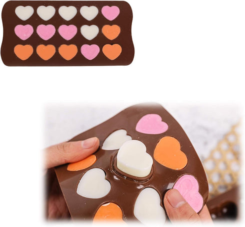 homEdge 15-Cavity Dimpled Heart Shape Chocolate Mold, Silicone for Gummy and Candy