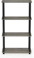 Furinno Turn-N-Tube 4-Tier Multipurpose Shelf Display Rack, French Oak Grey/Black Square Tube