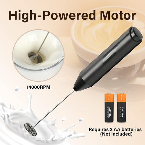 YSSOA Electric Milk Frother, Handheld Battery Operated Automatic Milk Foam Whisk for Coffee, Frappe, Latte, Matcha