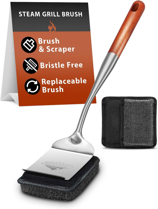 Bristle-Free Grill Brush for Outdoor Grill, Steam Cleaning Grill Brush Bristle Free