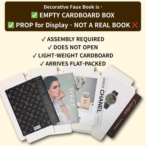 4 Set PROBENEX Luxe Large Pcs Faux Decorative Books | Not Real Books, Cardboard Foldable Display Props | Modern