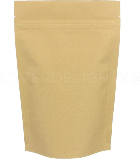 CleverDelights Kraft Stand Up Pouches - 8oz, 100 Pack, 6" x 9" x 3"
