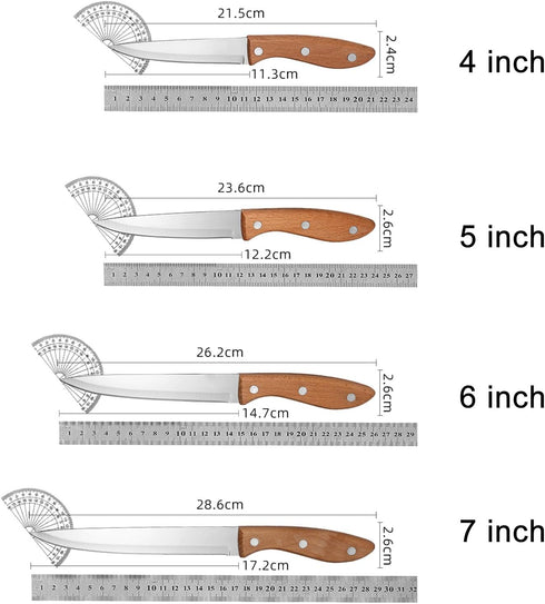 Paring Knife Peeling Fruit Vegetable Cutting Meat Slicing Kitchen Knives Stainless Steel Ultra Sharp Blade Wooden Ergonomic Handle by AYANICA
