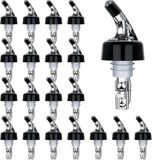 Pack of 20 Clear Liquor Bottle Pourers, 1oz Measured Spirit Dispenser, Automatic Wine Pourer for Bartenders - PORE0016