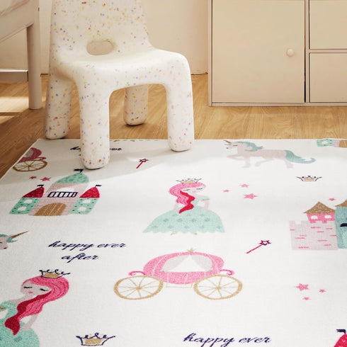 3X5 SLEEP ZONE Kids Rugs for Playroom, Area Rugs for Girls Bedroom Princess Castle, Washable Nursery Carpet, Non Slip