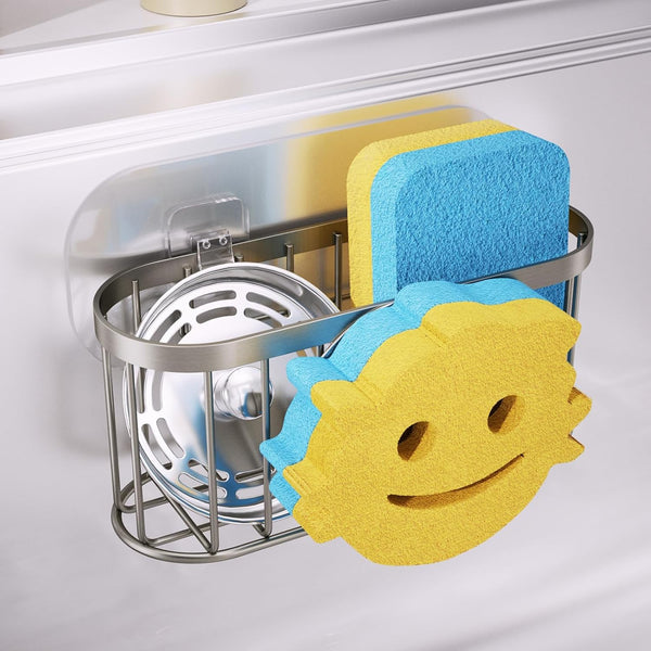 Consumest Sponge Holder Smiley Face - Kitchen Sink Caddy, Sink Organizer with