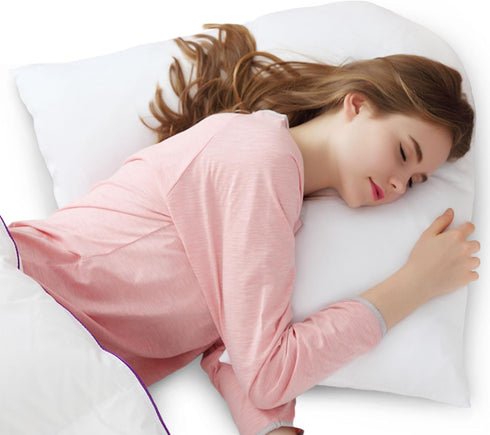 Cheer Collection Oversized V-Shaped Pillow for Side Sleepers, L-Shaped Pregnancy Pillow for