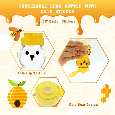 MOLADRI 18 Pack 5 Oz (150 ml) Plastic Bear Honey Bottle Jars, Empty Fluid Honey Squeeze Container with Flip-lid