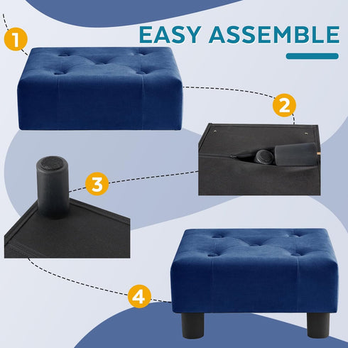 Small Foot Stool Ottoman, Velvet Footstool Ottoman Foot Rest for Couch, Rectangle Footstools and Ottomans Small