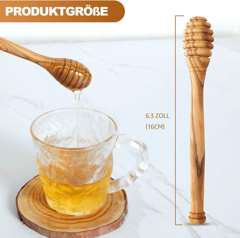 KYVANDO 1pcs, 6.3 Inch Traditional Olive Honey Dippers - Durable & Warp-Resistant, Preserves Honey Purity