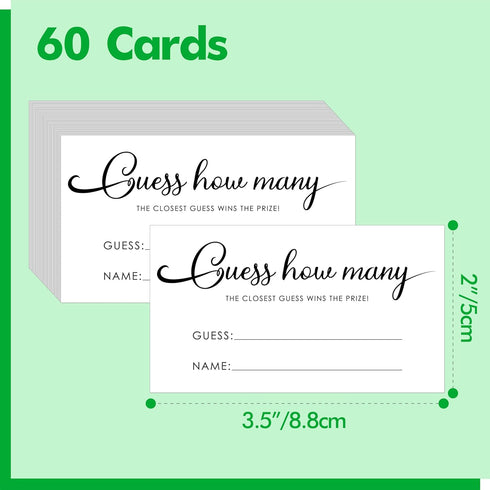 60 (3.5 2) Gethelud PCS Guess How Many Game Cards, Baby Shower Jar Guessing Tickets Game for Guests Bridal Shower