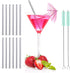 Teivio 12 Pack + Cleaning Brush, 5-inch Extra Short Reusable Stainless Steel Drink Straws for Cocktails