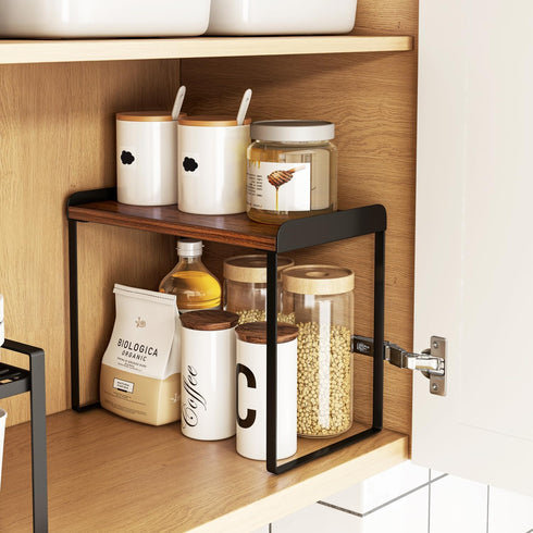 Mitus Counter, Counter, 12" Shelf Organizer and Storage, Tiered Wood Cabinet Rack for The Kitchen Bathroom Pantry