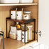 Mitus Tiered Wood Shelf Organizer for Kitchen Counter, Bathroom, Pantry, Office Desk, 12" Wide Walnut Brown and Black