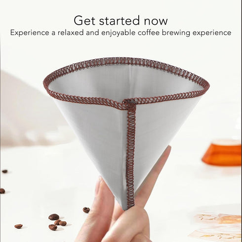 Pour Over Coffee Dripper, Reusable Cone Shape Filter, Stainless Steel Paperless Mesh for Up to 2 Cups, Home Kitchen