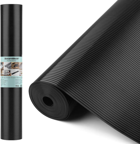 Shelf Liners for Kitchen Cabinets, Non-Adhesive EVA Material Drawer Liner, Washable Fridge Liner 11.8 x 59 Inches Black