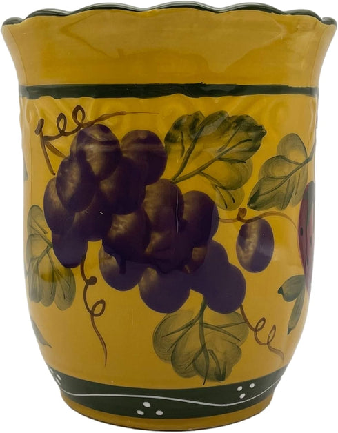 ACK Tuscany Mixed Fruit Hand Painted Ceramic Utensil Holder, Model 88439