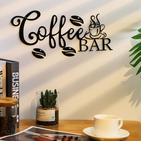 Metal Coffee Bar Sign, Rustic Coffee Hanging Décor for Coffee Bar, Wall Art for Home Office Kitchen