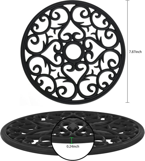 Smitchraft Set of 3 Silicone Trivets, Multi-use Heat Resistant Mat for Kitchen Countertops, Black