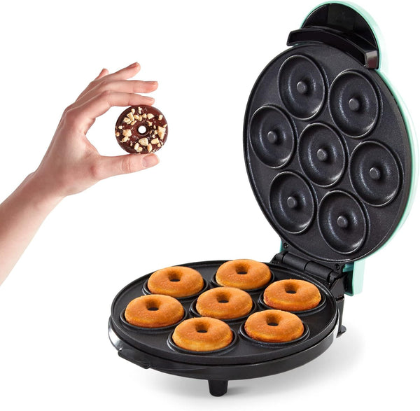 DASH Mini Donut Maker Machine, Kid-Friendly Breakfast & Snacks, Non-stick Surface, Makes 7 Doughnuts - Aqua
