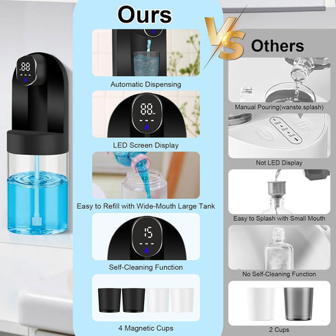 20.29 oz 4 4 Automatic Mouthwash Dispenser for Bathroom, Touchless Smart Wall-Mounted Mouth Wash Dispensers, Magnetic