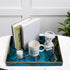 15.7 11.8 MAONAME Plastic Decorative Tray, Marbling Tray with Handles, Rectangular Coffee Table Trays, Blue Serving