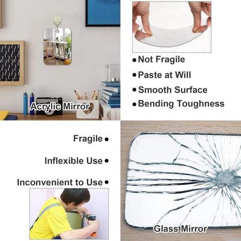2 Pack (6 8 inch) JUNEBRUSHS Medium Mirror for Shaving Fogless Shatterproof Mirror for Wall Hanging Bathroom Handheld