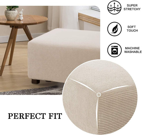 Flamingo P Oversized Ottoman Slipcover Sofa Spandex Jacquard Stretch Storage Ottoman Slipcover Protector Covers