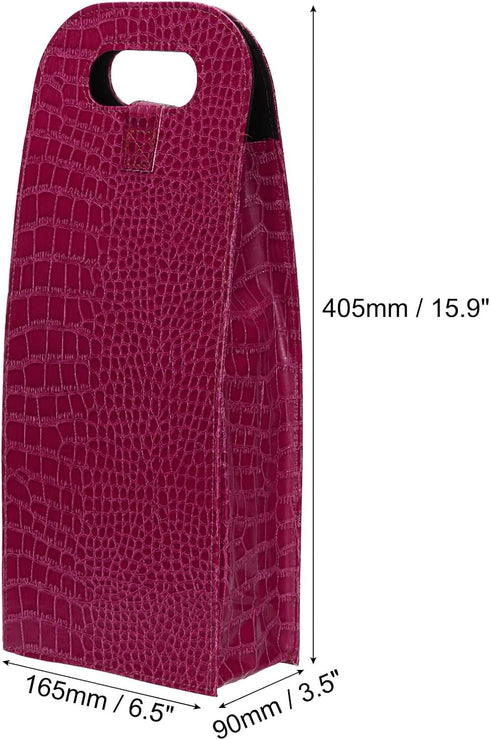PATIKIL 2 Bottle Wine Gift Bag, Wine Bag Reusable Leather Wine Tote Carrier for Wine Bottles Portable Champagne Gift Bags for Picnic Party Wedding, Red