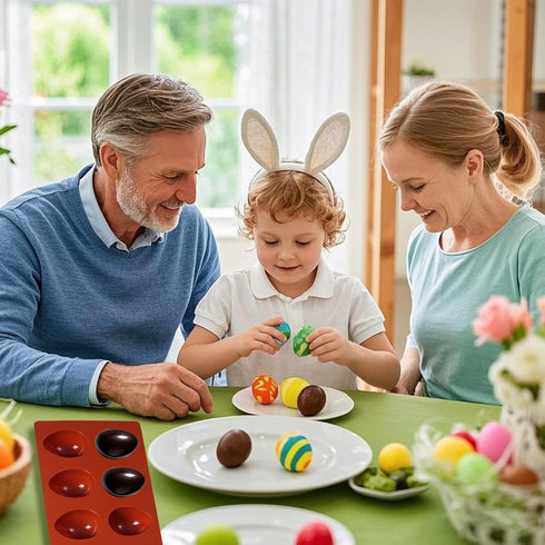 Haakong 8 Set 2 (2, Cavity Silicone Egg Molds of for Easter Silicone Egg Pan Baking Supplies for Cake Decorating