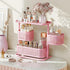 KINGRACK 3 Tier Bathroom Organizer Countertop, Multi-Purpose Makeup Organizer, Rotating Desktop Skincare Tray, Pink