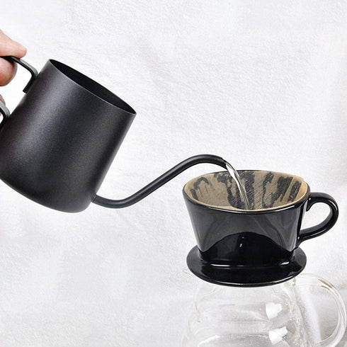 Segarty #2 Black Ceramic Pour Over Coffee Maker, 1 Set, Reusable Filter Cone Drip Holder for Home, Travel, Office