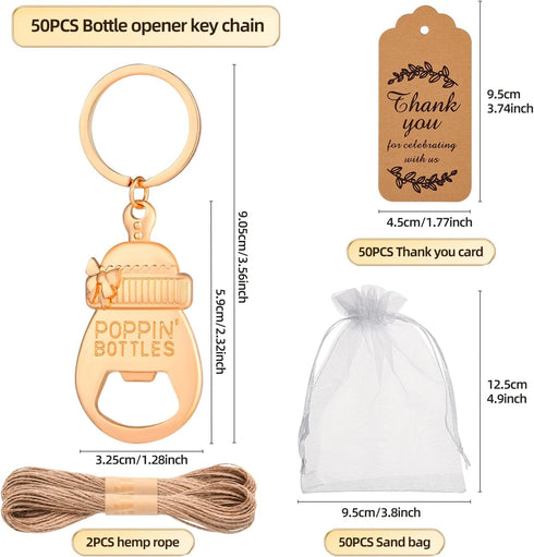wxfdac 50 Baby Bottle Opener Baby Shower Gifts for Returning Guests Wedding Party Souvenirs Children's Birthday Party