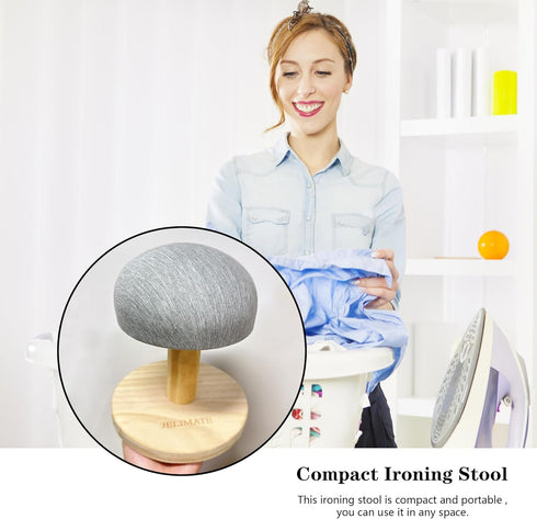 Mini Wooden Ironing Board, Portable Tabletop Ironing Pad with Wooden Round Base for Household, Sewing Craft, Dorm,