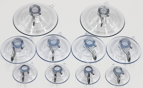 Suction Cup Hooks Combo Pack - 10 Pack, Powerful Window Hanging Suction Cups for Glass, Mirrors, Doors | 2 Large, 4