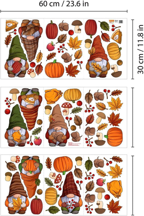 Spring Autumn Window Clings Fall Decor: 102 Double-Sided Reusable Thanksgiving Decorations for Home Office Nursery