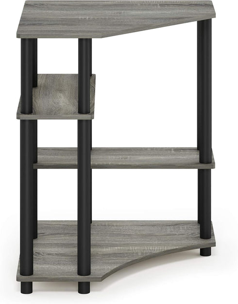 FURINNO Turn-N-Tube Space Saving Corner Desk, Grey/Black French Oak