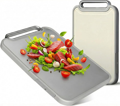 Titanium Cutting Board for Kitchen Dual-Sided Scratchless Pure Titanium & PP Surface,