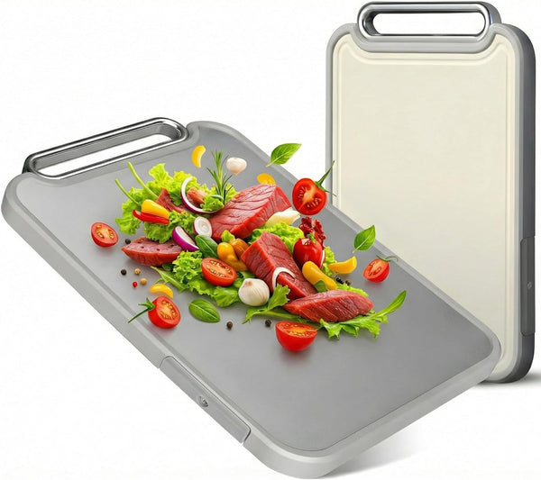 Titanium Cutting Board for Kitchen Dual-Sided Scratchless Pure Titanium & PP Surface,