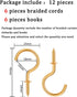 Blulu 6 Pieces Braided Curtain Tiebacks Rope Belt Curtain Ties and 6 Pieces Hooks Metal Curtain Tieback Hooks for Window Curtain Accessories (Silver) by Blulu