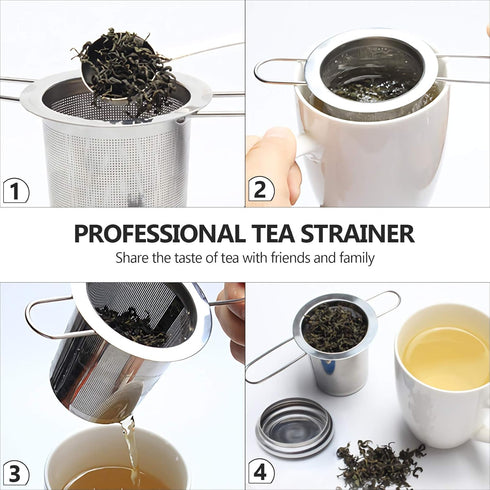 Tea Infuser, Stainless Steel Tea Steeper with Fine Mesh Filters, Large Capacity Strainer for Loose Leaf Tea