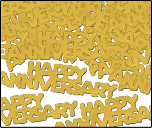 Beistle Happy Anniversary Fanci-Fetti in Gold, Elegant Metallic Celebration Decorations, .5 oz