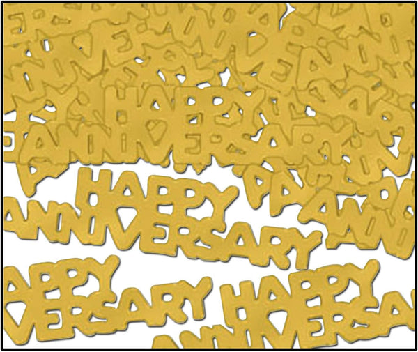 Beistle Happy Anniversary Fanci-Fetti in Gold, Elegant Metallic Celebration Decorations, .5 oz