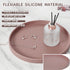NIUnie 9" Countertop Silicone Bathroom Tray, Round Reddish Brown Vanity Organizer Decorative Tray for Soap, Candle