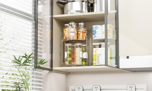 Yieach 360 Counter Organizer,2 Clear Rotating Bathroom Tier Spinning Perfume Organizer and Makeup Tower